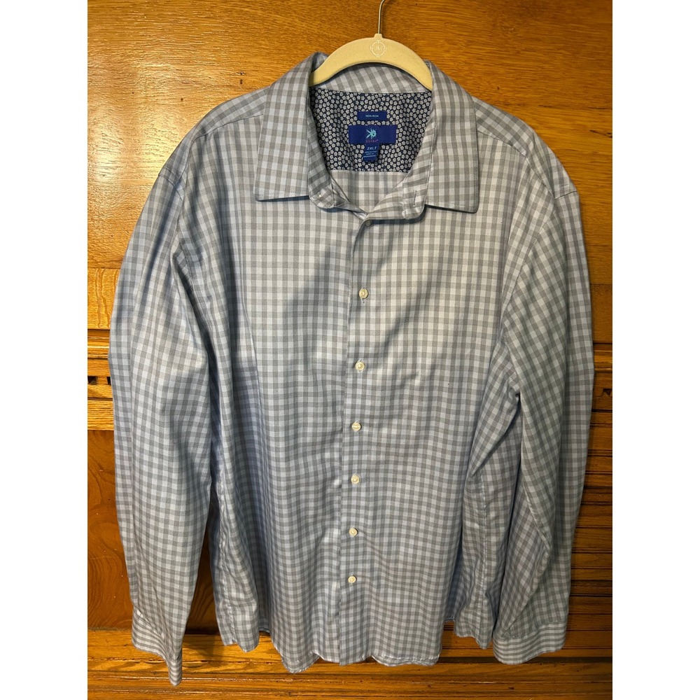 Egara Classic Preppy Mens Gingham Button Down Shirt  Non-Iron Cotton Long Slv